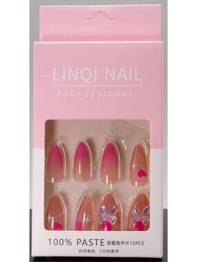 LINQI NAIL Professional 12PCS Press-On Nails Set with 3 Designs